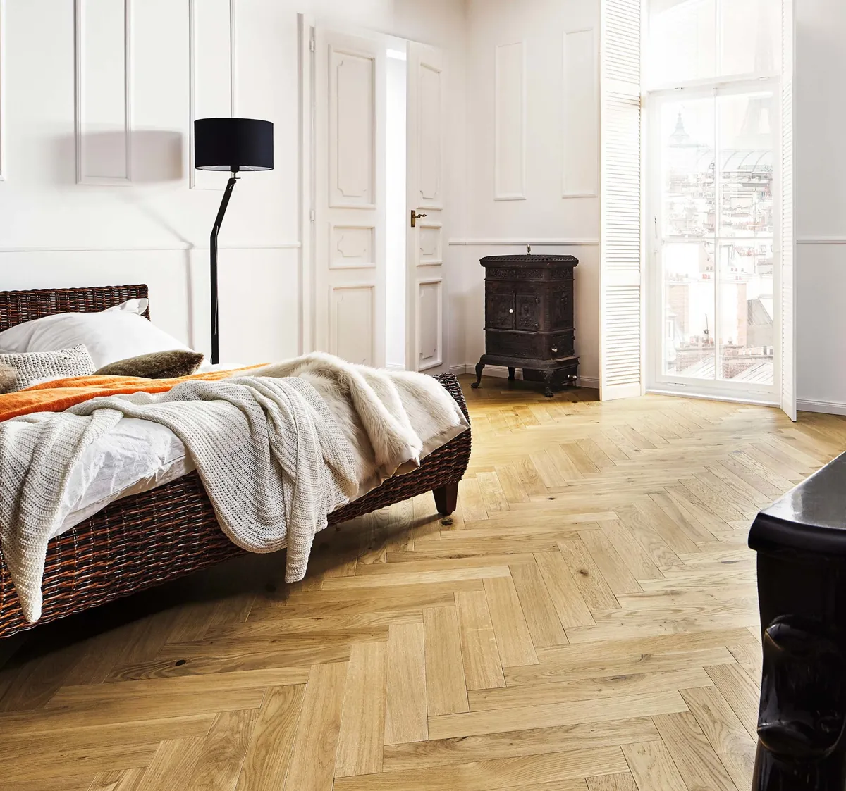 Slaapkamer met Cabbani parket Chablis in Bâton S