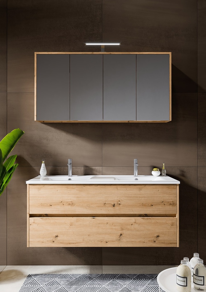 Riho Sous-meuble Porto 120 cm 4 tiroirs chêne naturel L120 x H52 x P45 cm